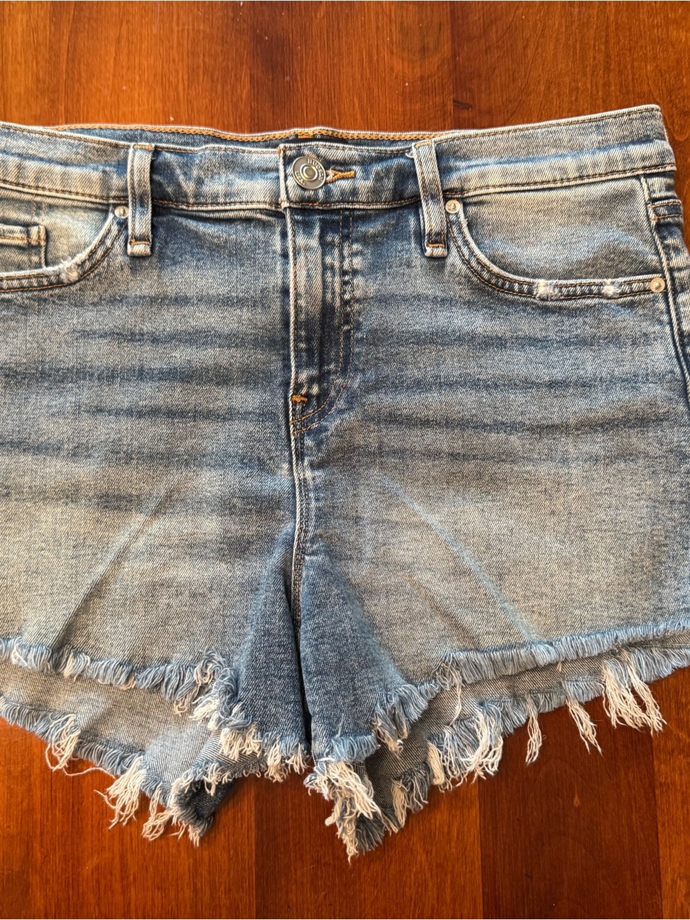 Hudson Jeans Gemma Light Blue Frayed Hem Denim Shorts